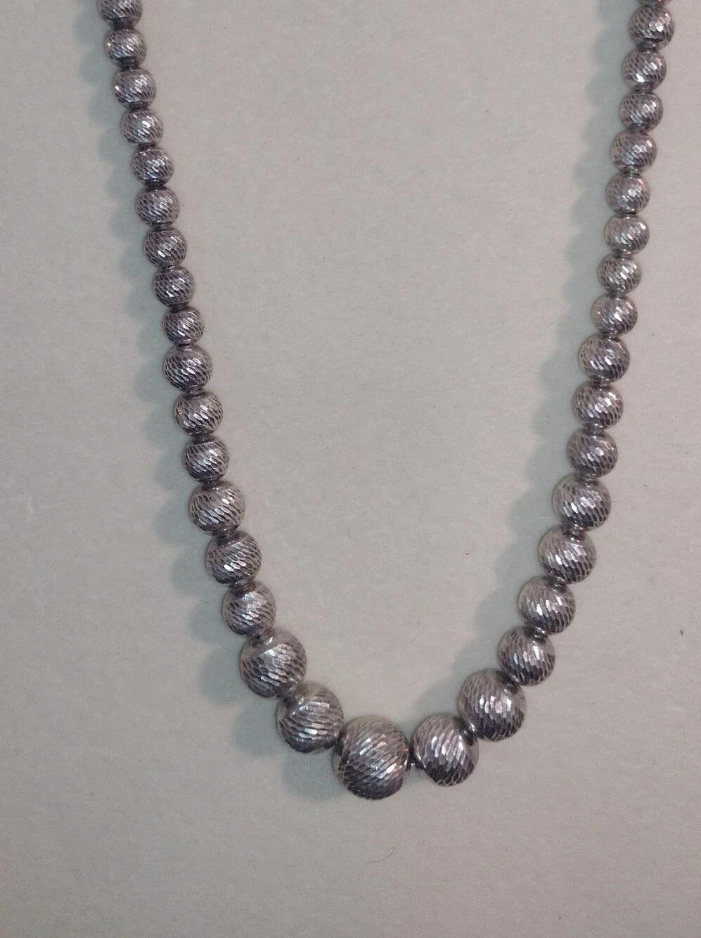 Vintage Sterling Silver Beaded Necklace